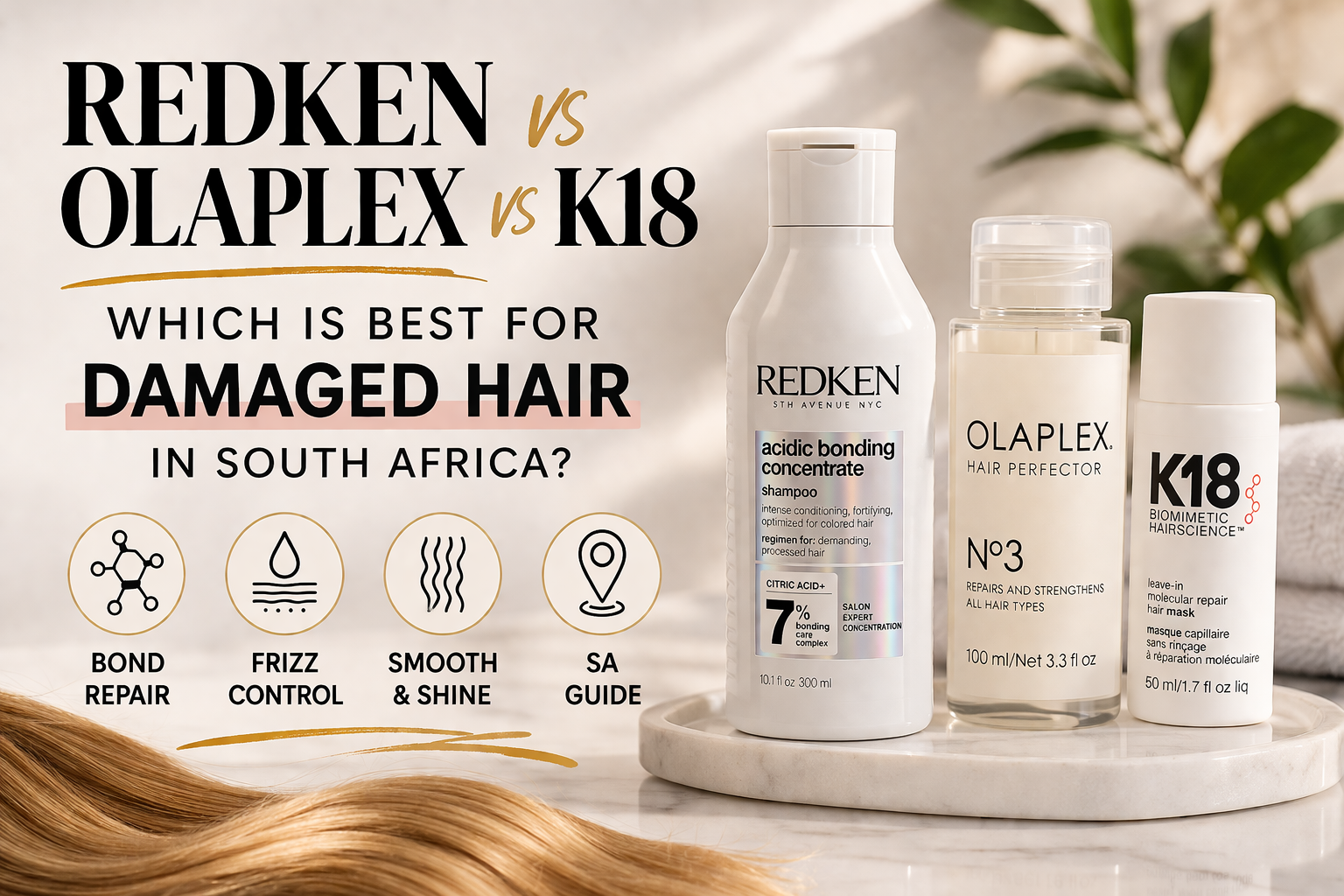 Redken Acidic Bonding vs Olaplex vs K18 comparison for damaged hair in South Africa"