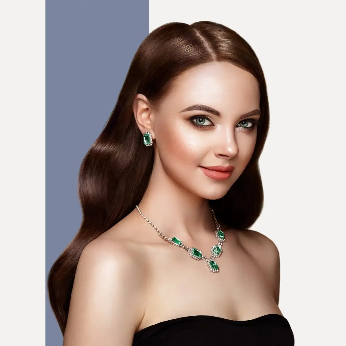 Model showcasing elegant jewelry with Inoar Japanese Silk mask benefits for radiant skin