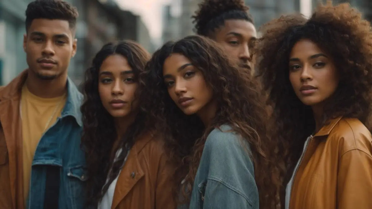 Group of four young people showcasing diverse hairstyles in South Africa’s natural hair scene.