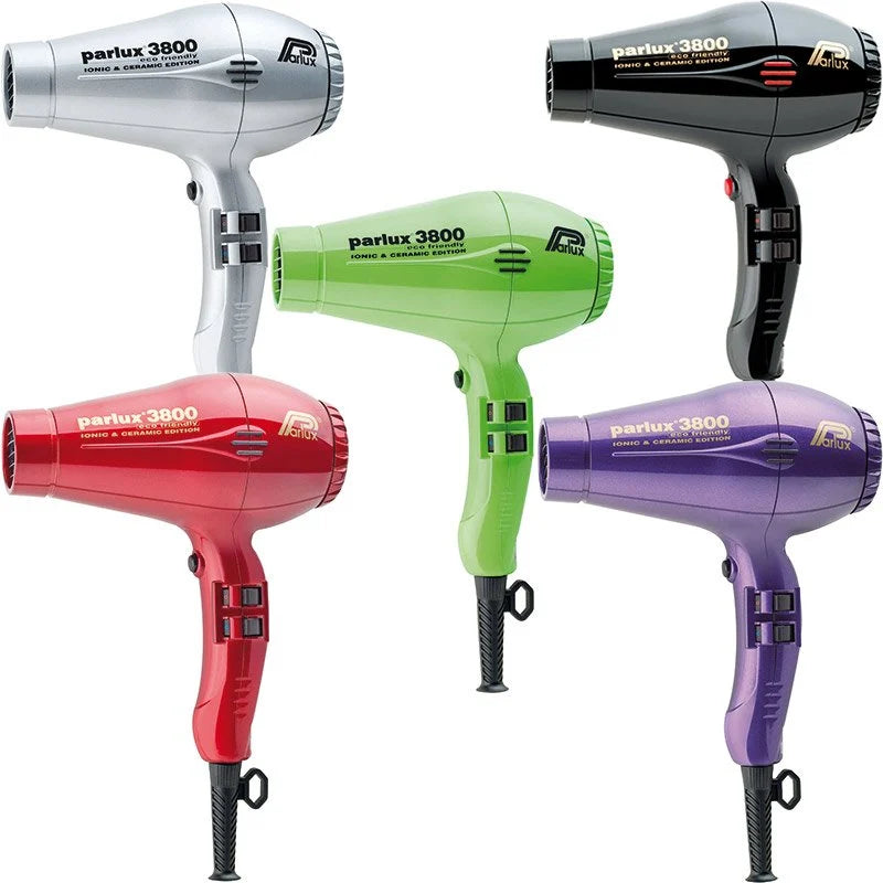 Brightly colored hair dryers featuring ionic technology for a faster drying experience.