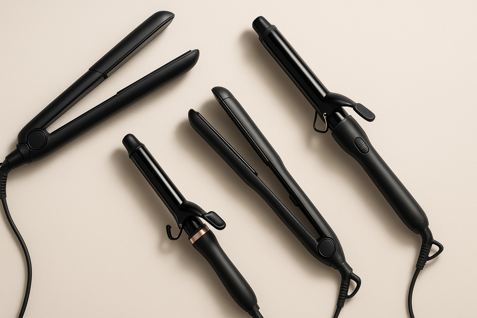 Professional hair stylers including flat irons and curling tools from Silver Bullet, Varis, BHE, Moyoko and Veaudry brands