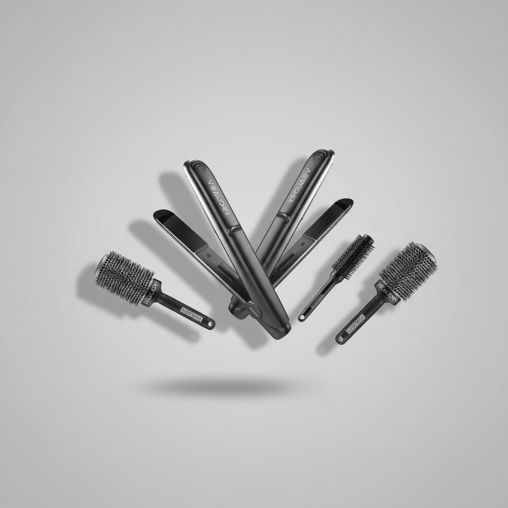 Veaudry professional hair styling tools including flat irons, straighteners, travel stylers and styling brushes