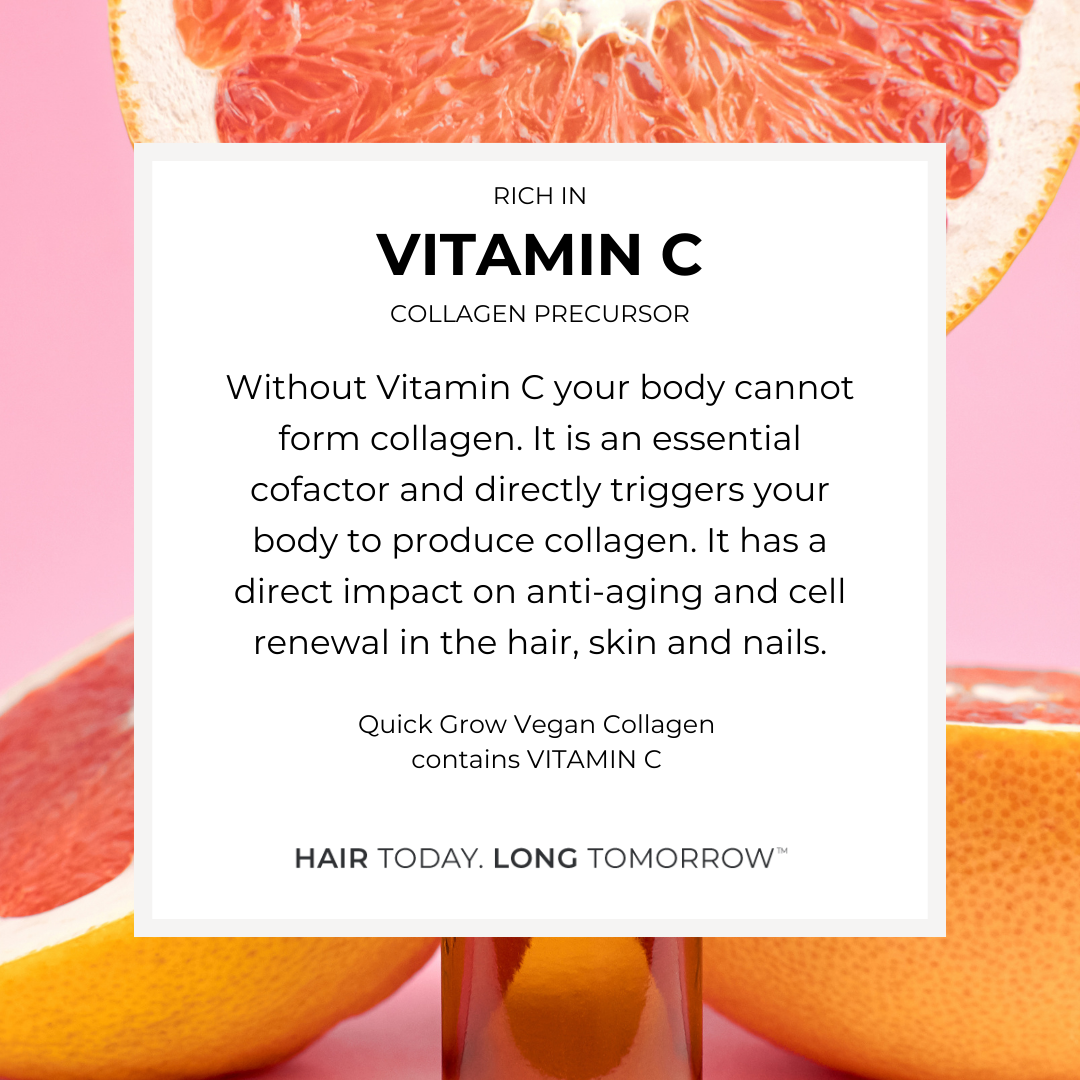 Vitamin C ingredient benefit graphic for Quick Grow Strawberry Vegan Collagen 450g