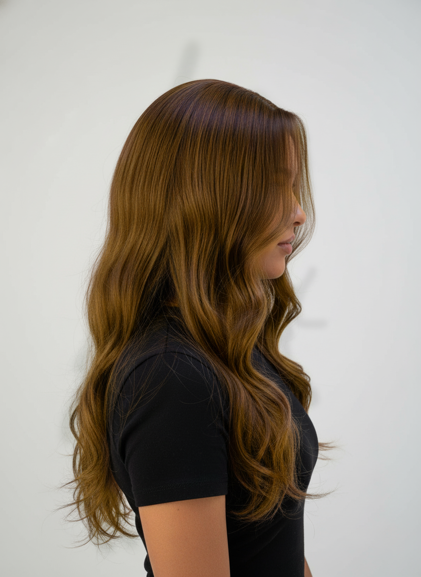 Ruby Wigs | Carmela Golden brown Human Hair wig with long waves