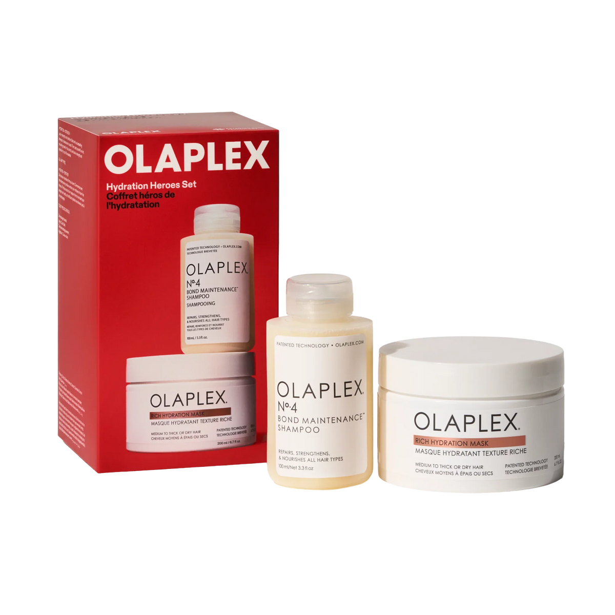 Olaplex Hydration Heroes Hair Set box with No.4 shampoo 100ml and Rich Hydration Mask 200ml