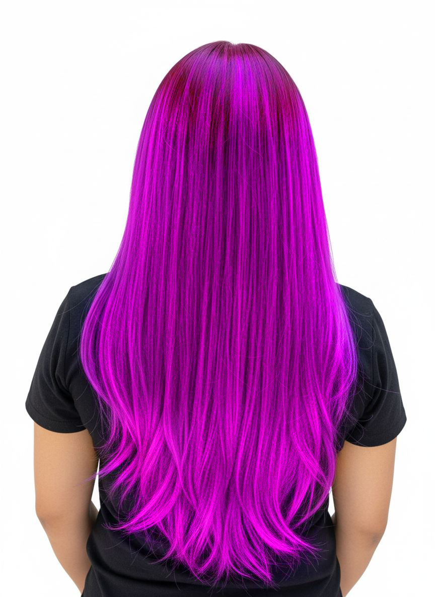 Ruby Wigs | Mia Long Sleek Purple Synthetic Wig With Long Fringe