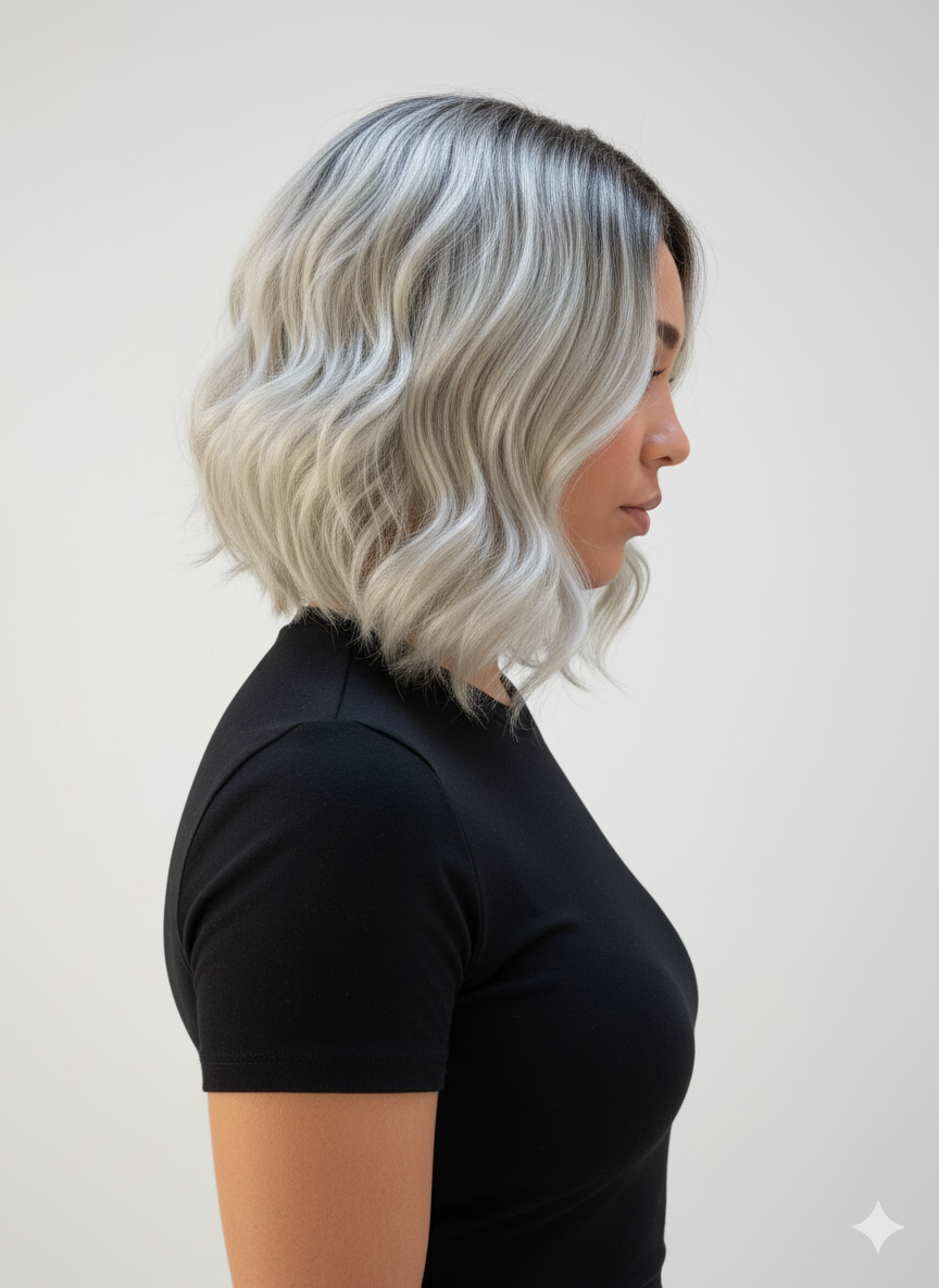 Ruby Platinum Blonde Bob Wig - Short Wavy Synthetic Hair