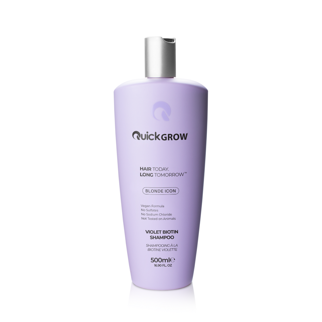 Quick Grow Blonde Icon Sulphate-Free Violet Shampoo 500ml official product packaging, front view