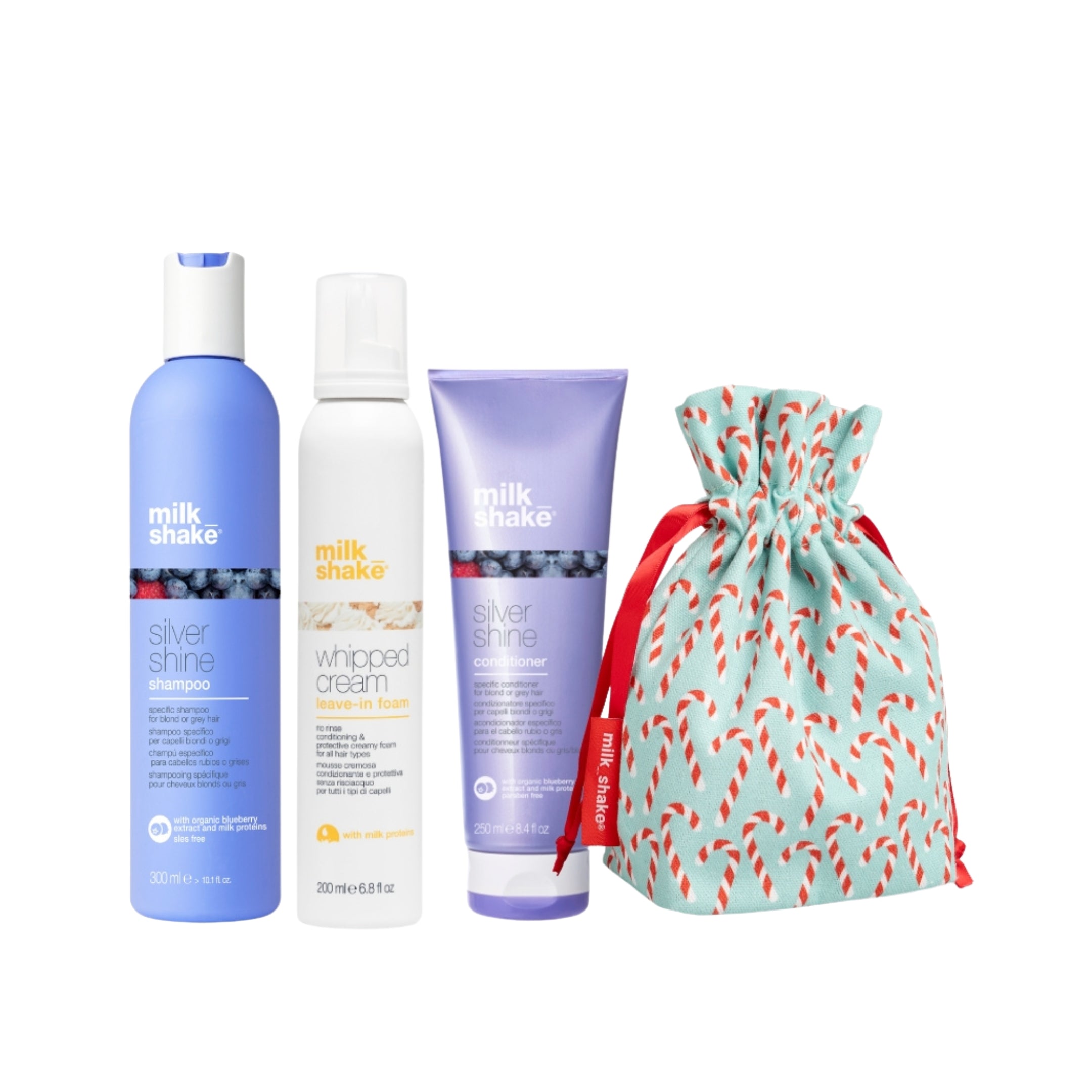 Milk Shake Silver Shine Holiday Gift Set - Complete Blonde Hair Care with Whipped Cream Bundle