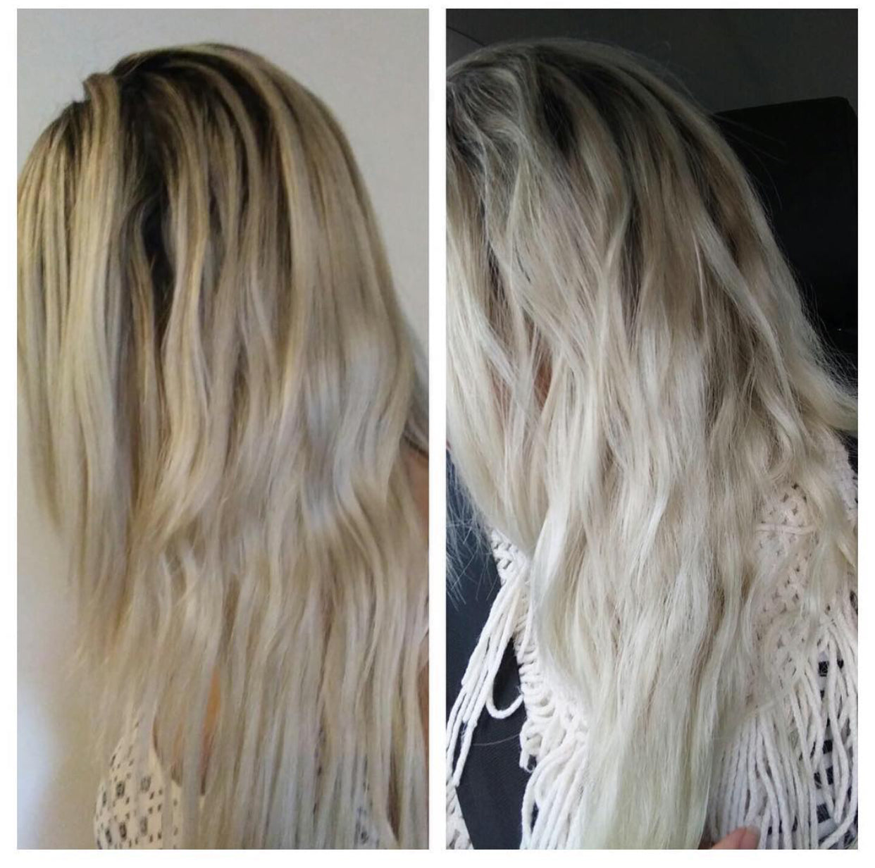 Blonde hair result after one wash with Quick Grow Blonde Icon Violet Treatment Masque 220ml