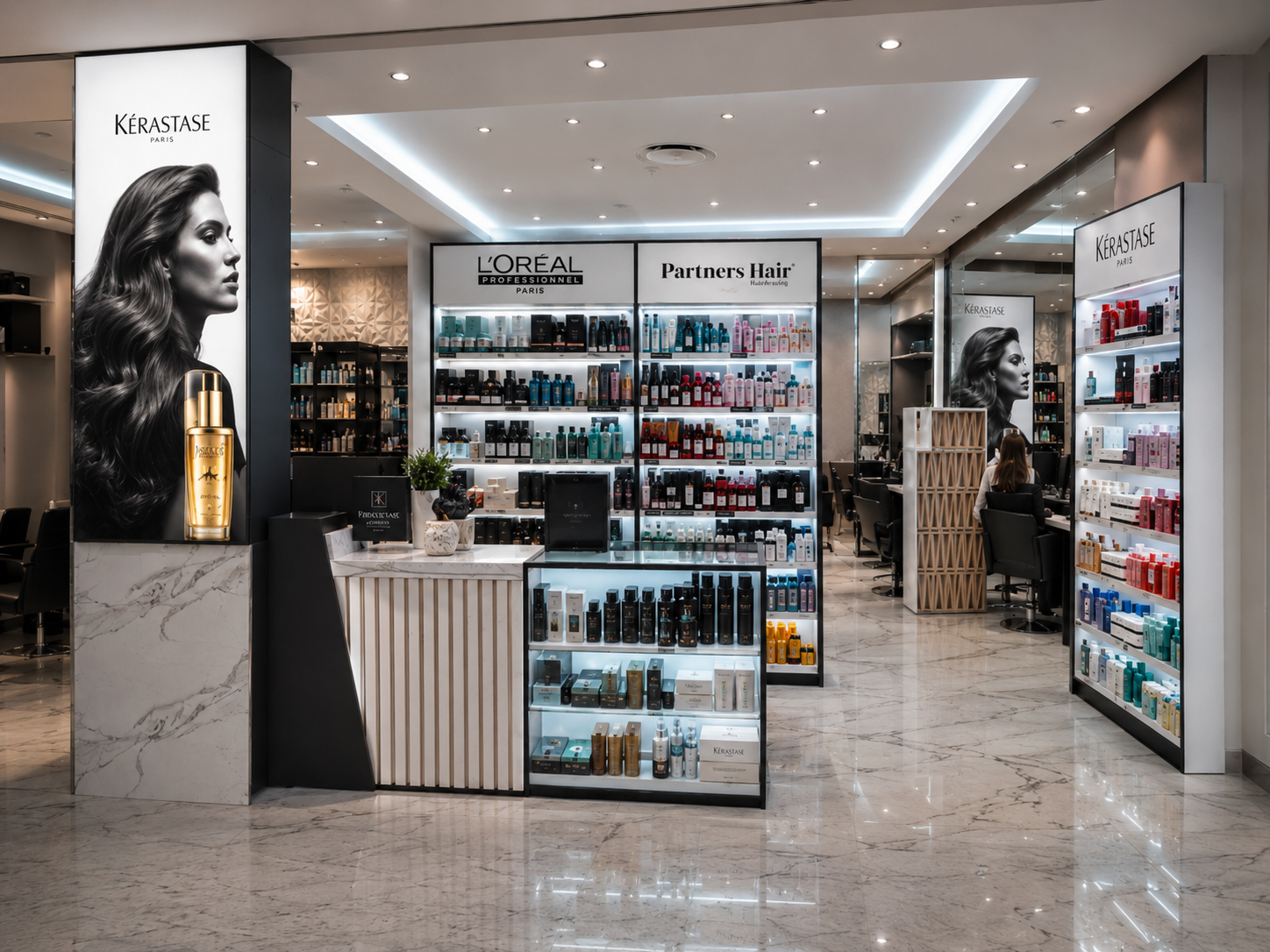 Professional hair care products at Partners Hair Cape Town — Kérastase, Redken, Moroccanoil, Olaplex, Kevin Murphy and more