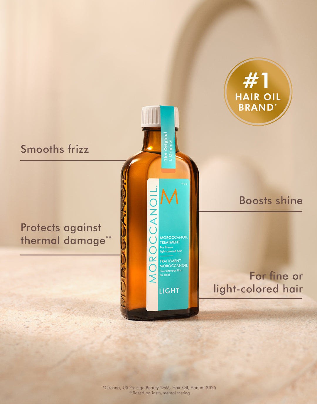 Moroccanoil Light Treatment benefits — 118% more shine frizz control heat protection for fine hair