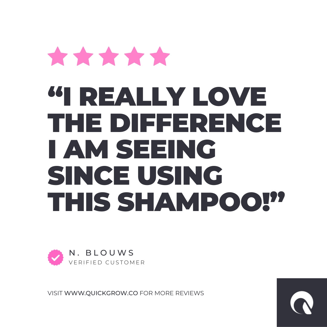 Customer review graphic for Quick Grow Biotin Shampoo 250ml