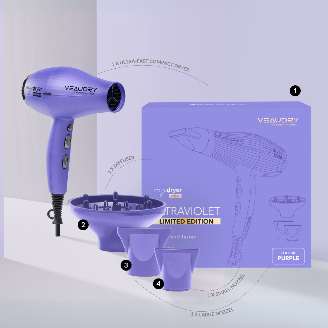 Veaudry MyDryer Ultra Violet Limited Edition (with free detangling brush)