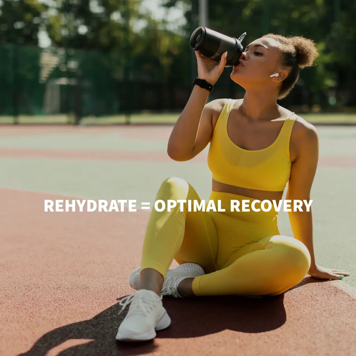 Be Bright Active Day: Rehydrate with Collagen after Workout for Optimal Recovery. Fitness Woman Drinking.