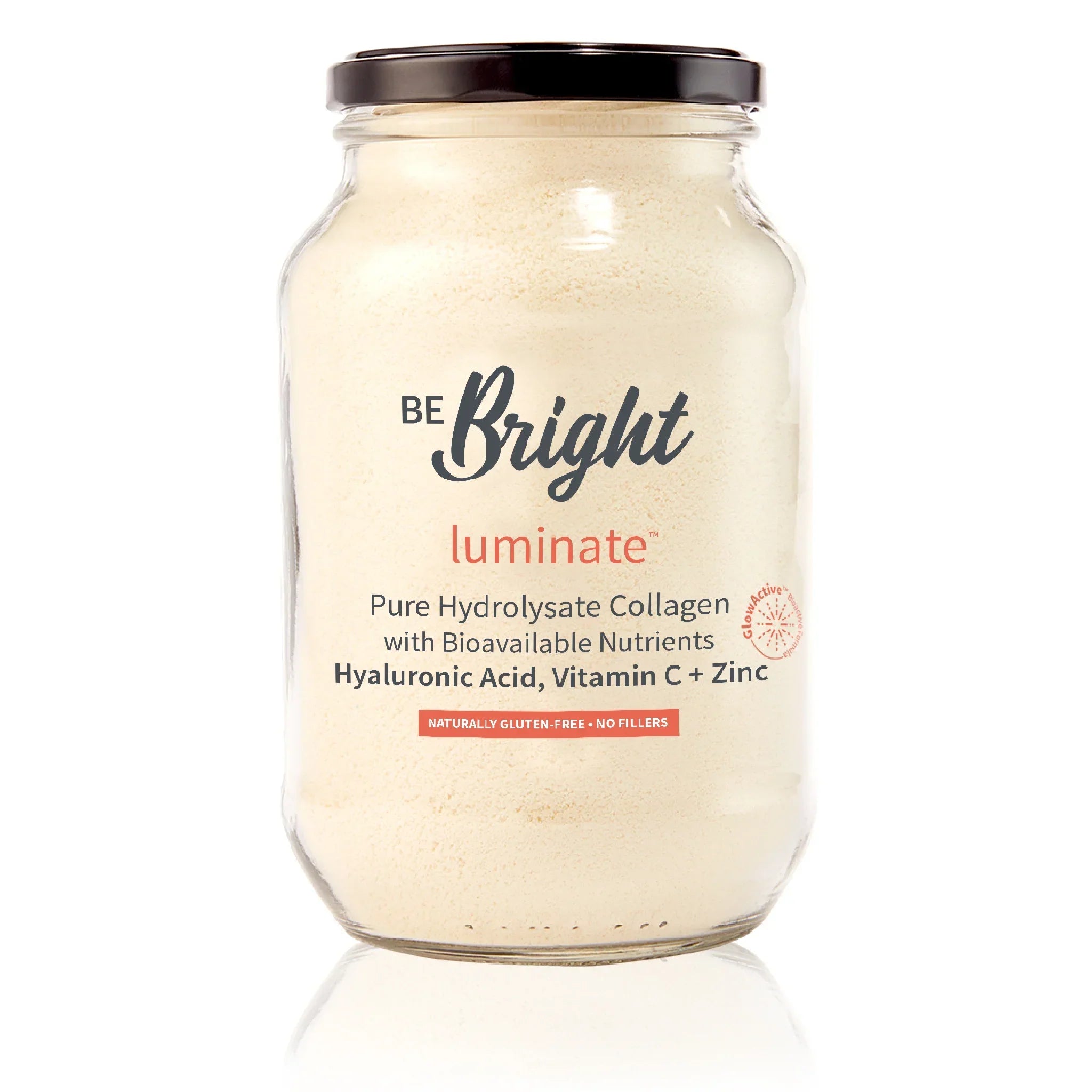 Be Bright Luminate Collagen Powder Jar 500g for radiant skin and vibrant hair, enhancing your beauty routine naturally.