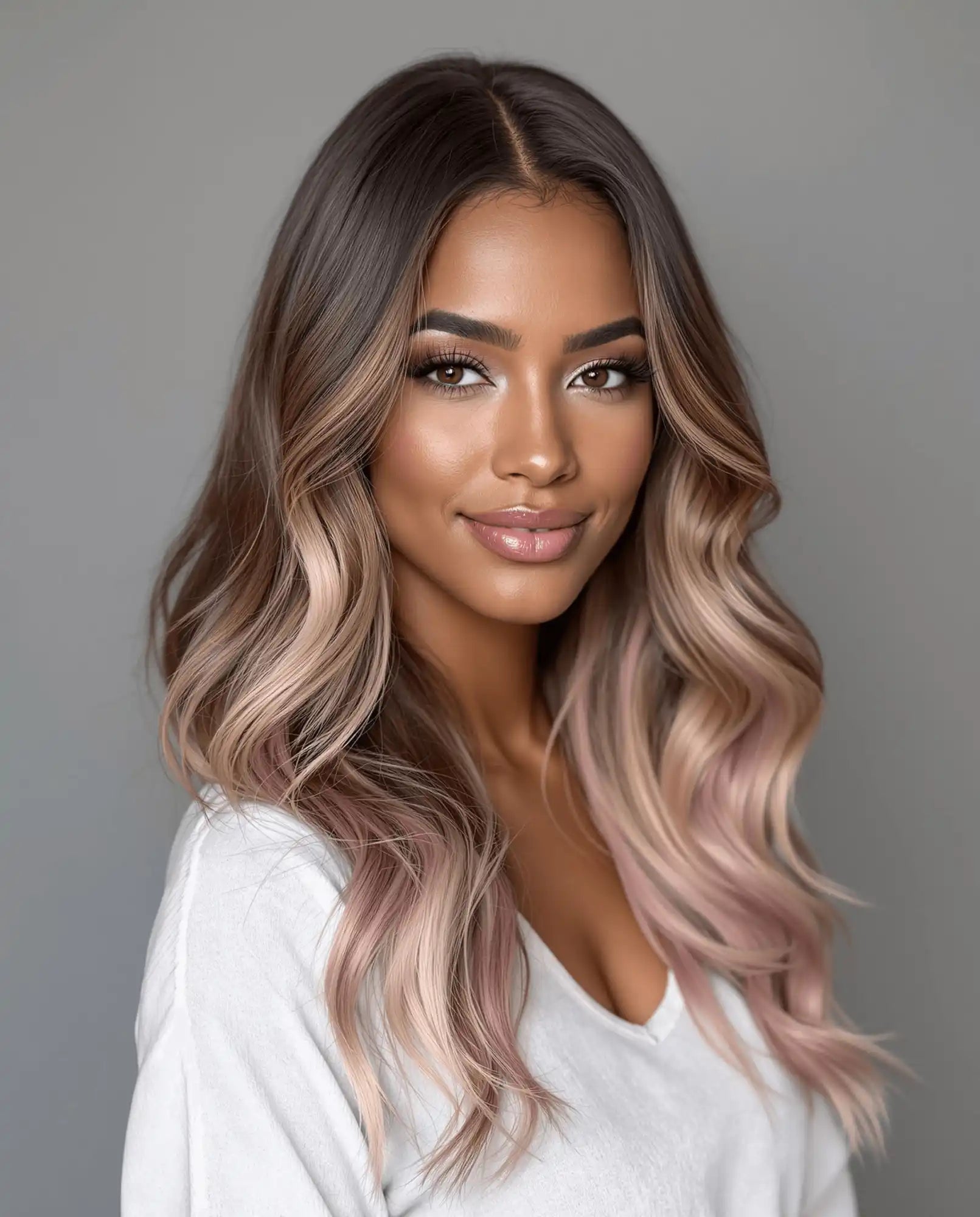 Beautiful woman with wavy ombre hair.