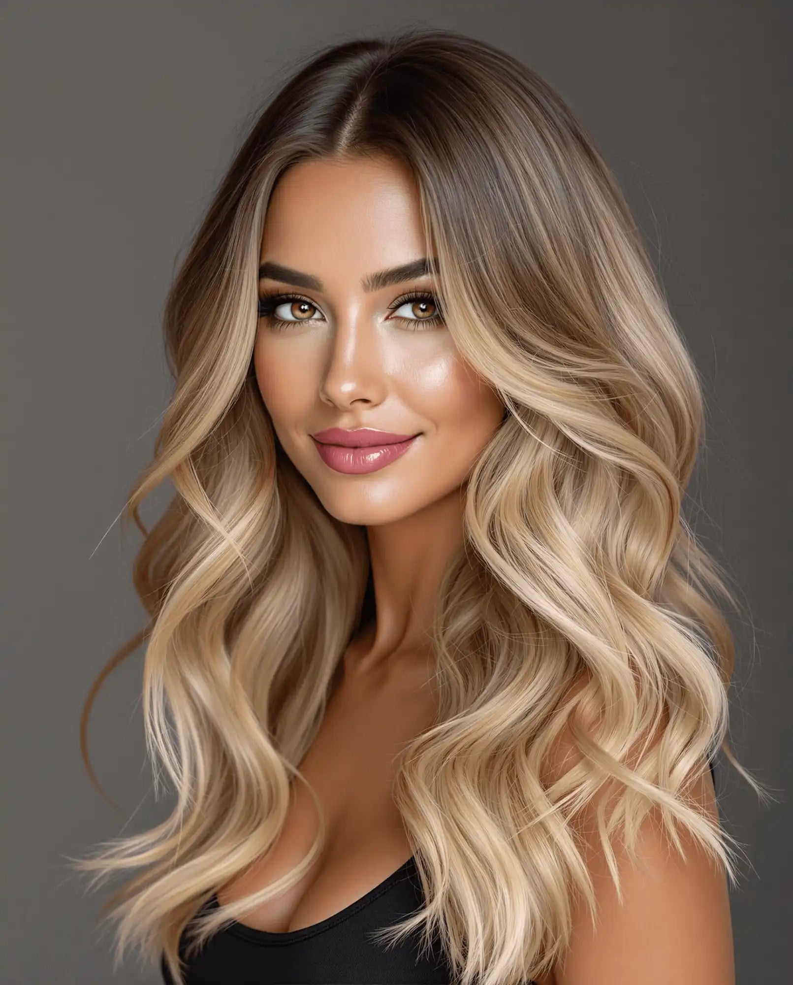 Blonde wavy hair.