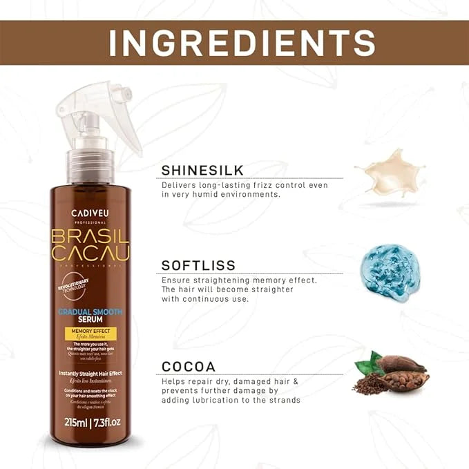 Brasil Cacau Gradual Smooth Serum: Anti-Frizz, Straight Hair Serum, Hair Product