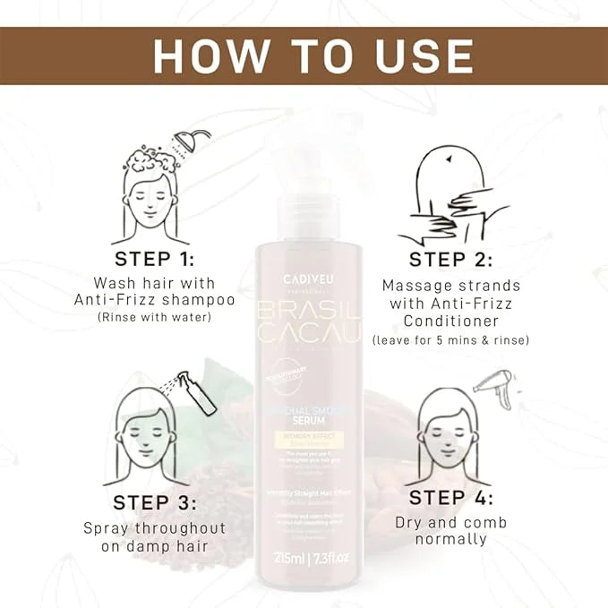 Brasil Cacau Hair Serum How-To: Anti-Frizz Treatment for Straight Hair | Usage Steps