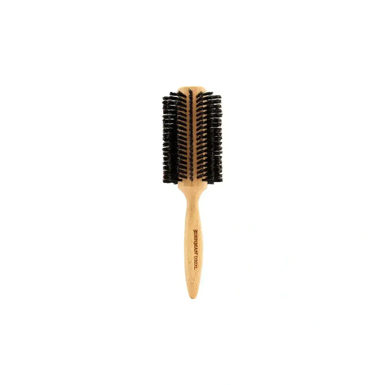Denman Curling Brush D32XL with round wooden handle and black bristles for perfect curls