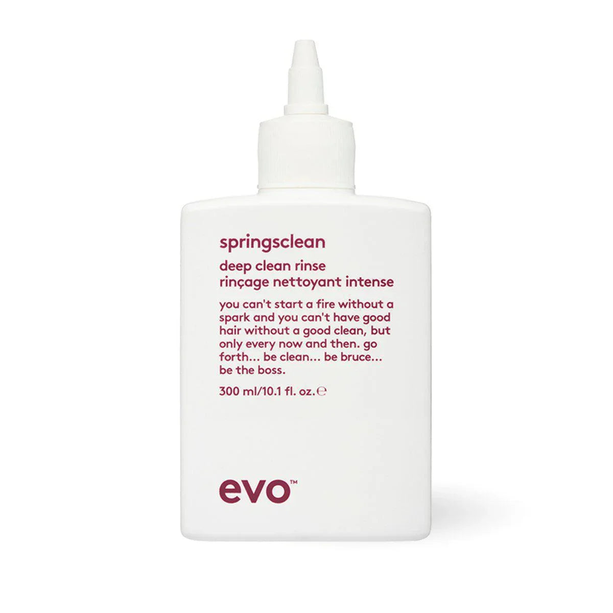 EVO Springsclean Clarifying Rinse deep clean shampoo bottle 300 ml white packaging