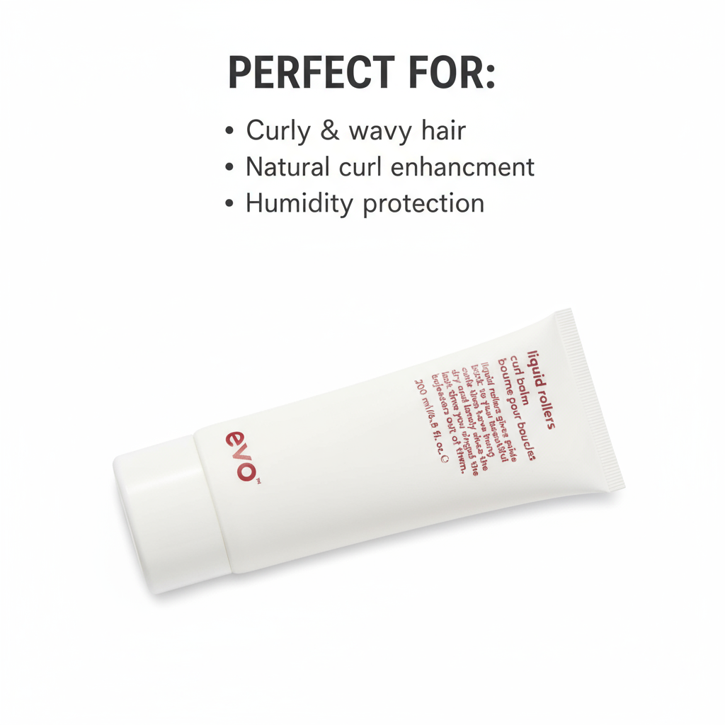 Evo Liquid Rollers Curl Defining Balm curly cream tube for natural curl enhancement and humidity protection