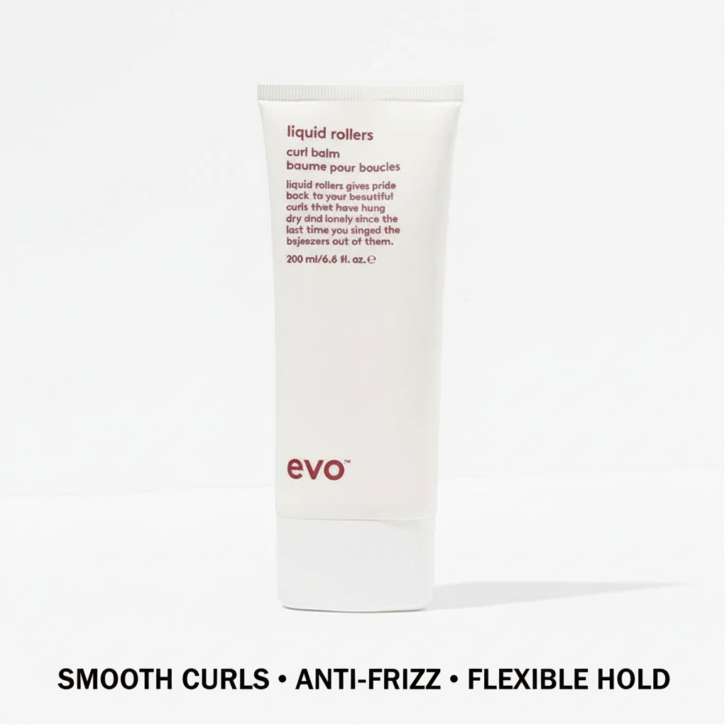 Evo Liquid Rollers Curl Defining Balm tube for smooth curls and anti-frizz styling
