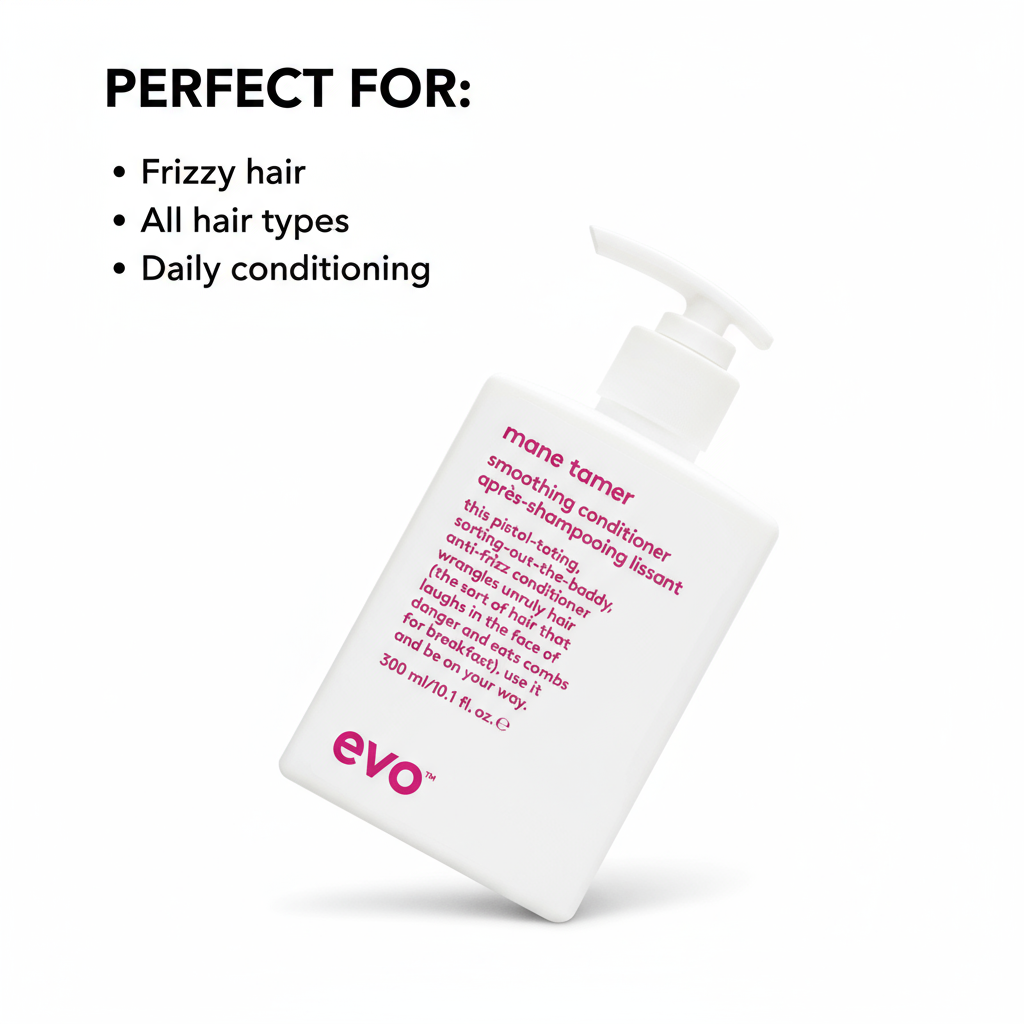 EVO Mane Tamer Smoothing Conditioner bottle with pump for frizzy hair and daily conditioning