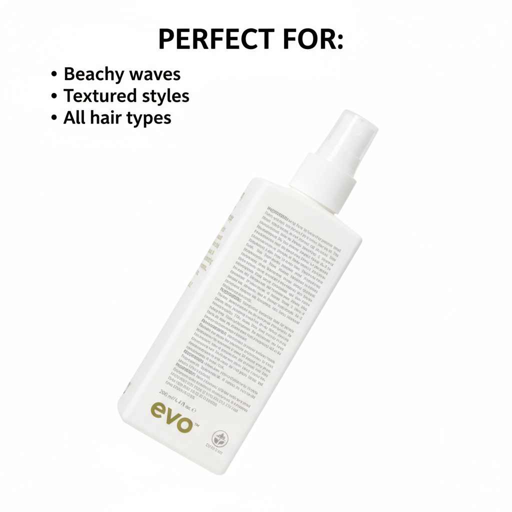 Evo Salty Dog Salt Spray 200ml white spray bottle for beachy waves and textured hairstyles