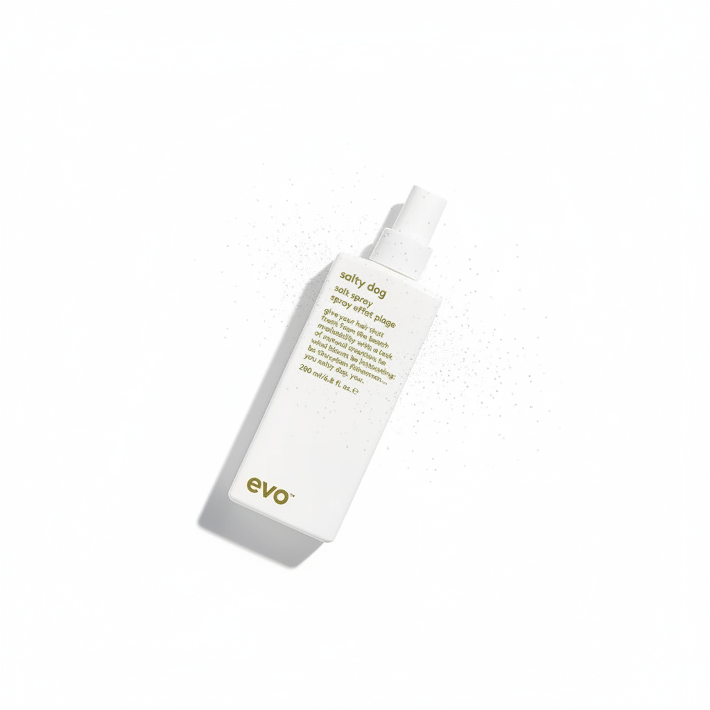 Evo Salty Dog Salt Spray 200ml white bottle with spray nozzle on white background