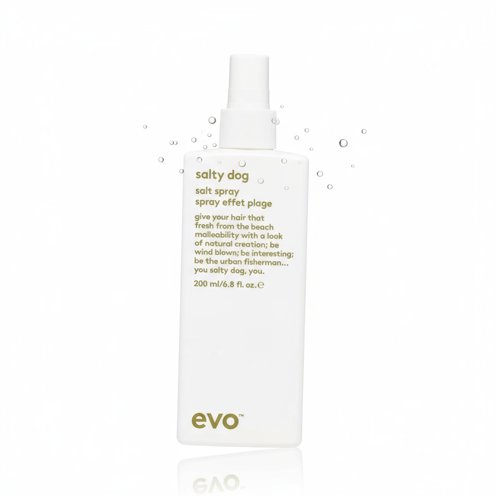 Evo Salty Dog Salt Spray 200ml white bottle with minimalist design and spray nozzle