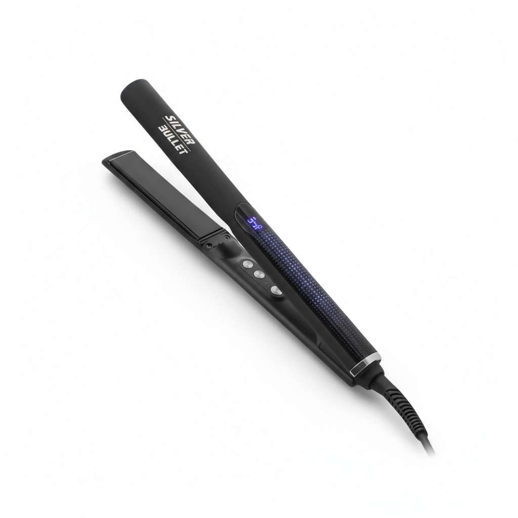 Silver Bullet Glide ceramic straightener black hair straightening iron with digital temperature display