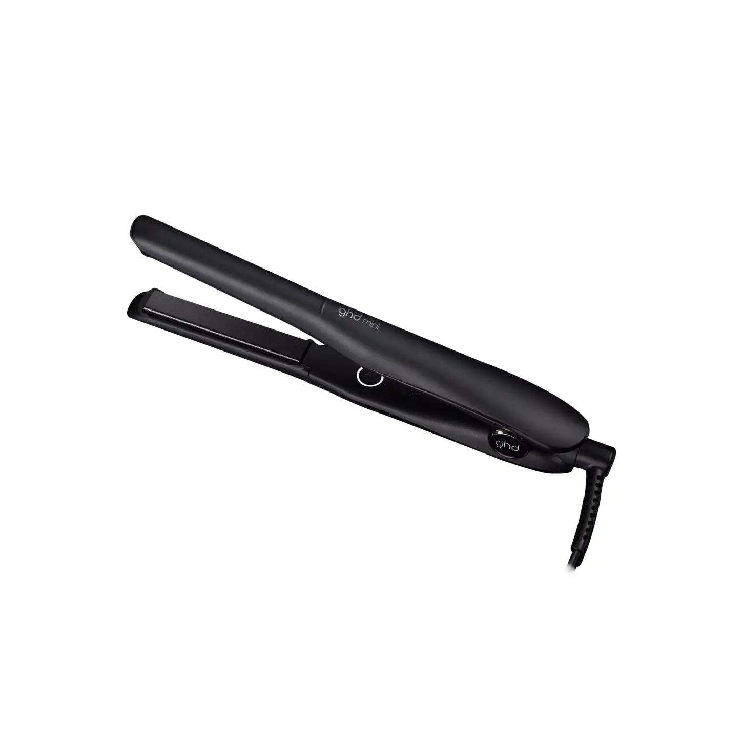 Black ghd Mini Hair Straightener with ceramic floating plates for sleek hair styling