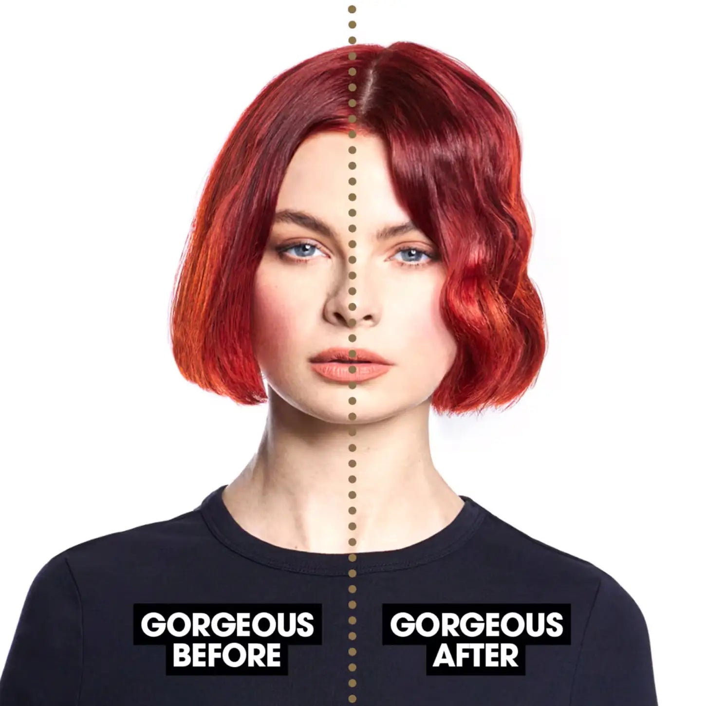 Portrait of a person with vibrant red hair styled in a bob using ghd Mini Hair Straightener