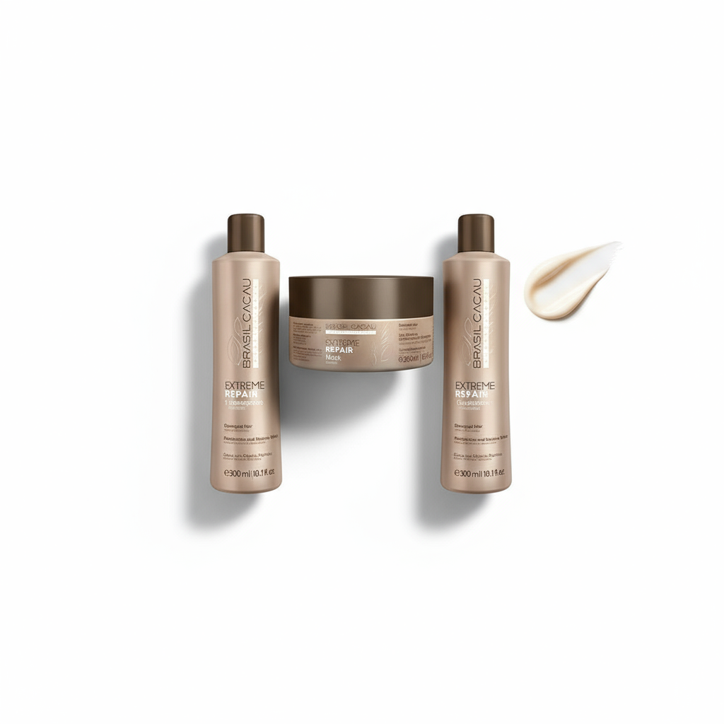 Brasil Cacau Extreme Repair Complete System Bundle - 3-Step Keratin Hair Repair