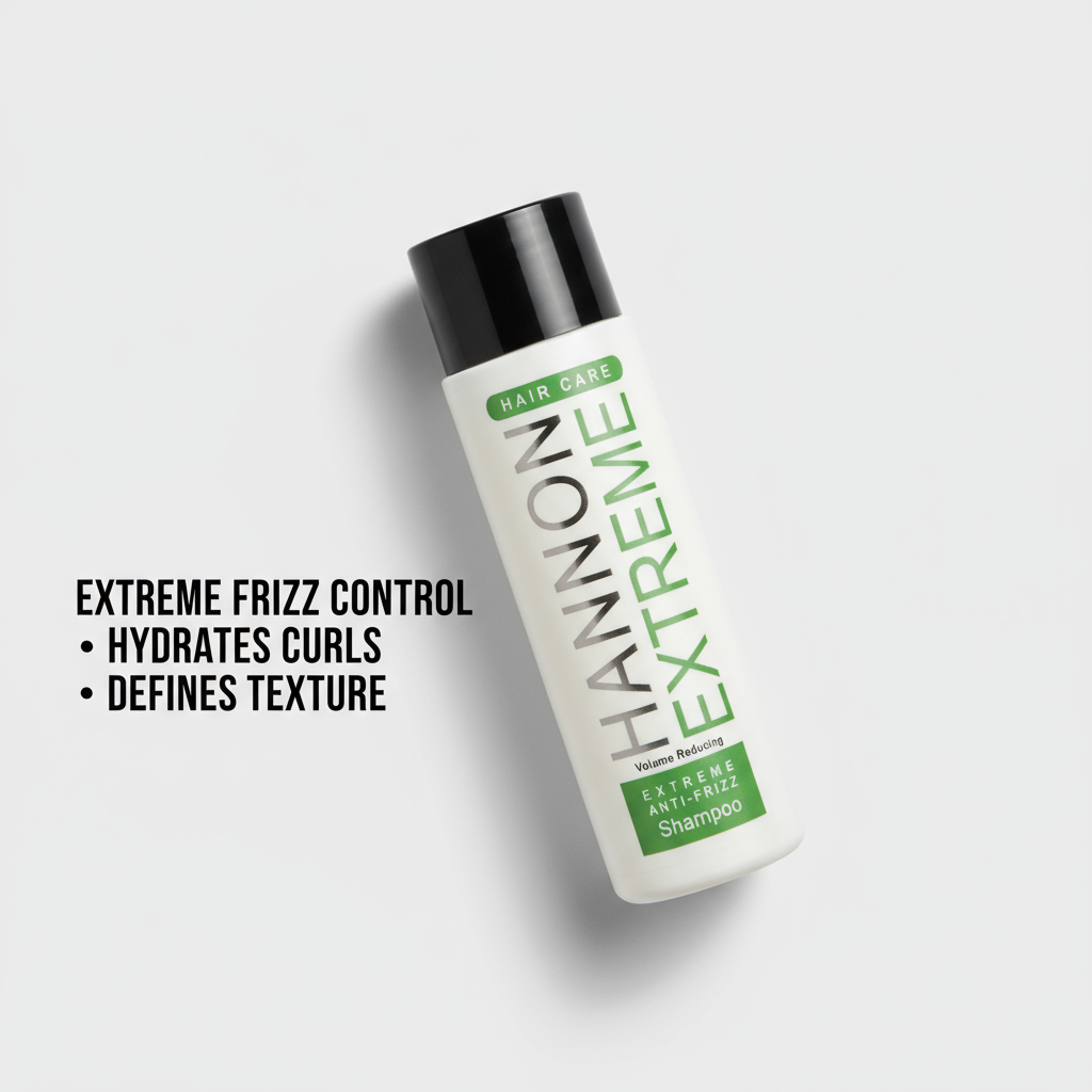 Hannon EXTREME Anti-Frizz Shampoo - Angled with benefits