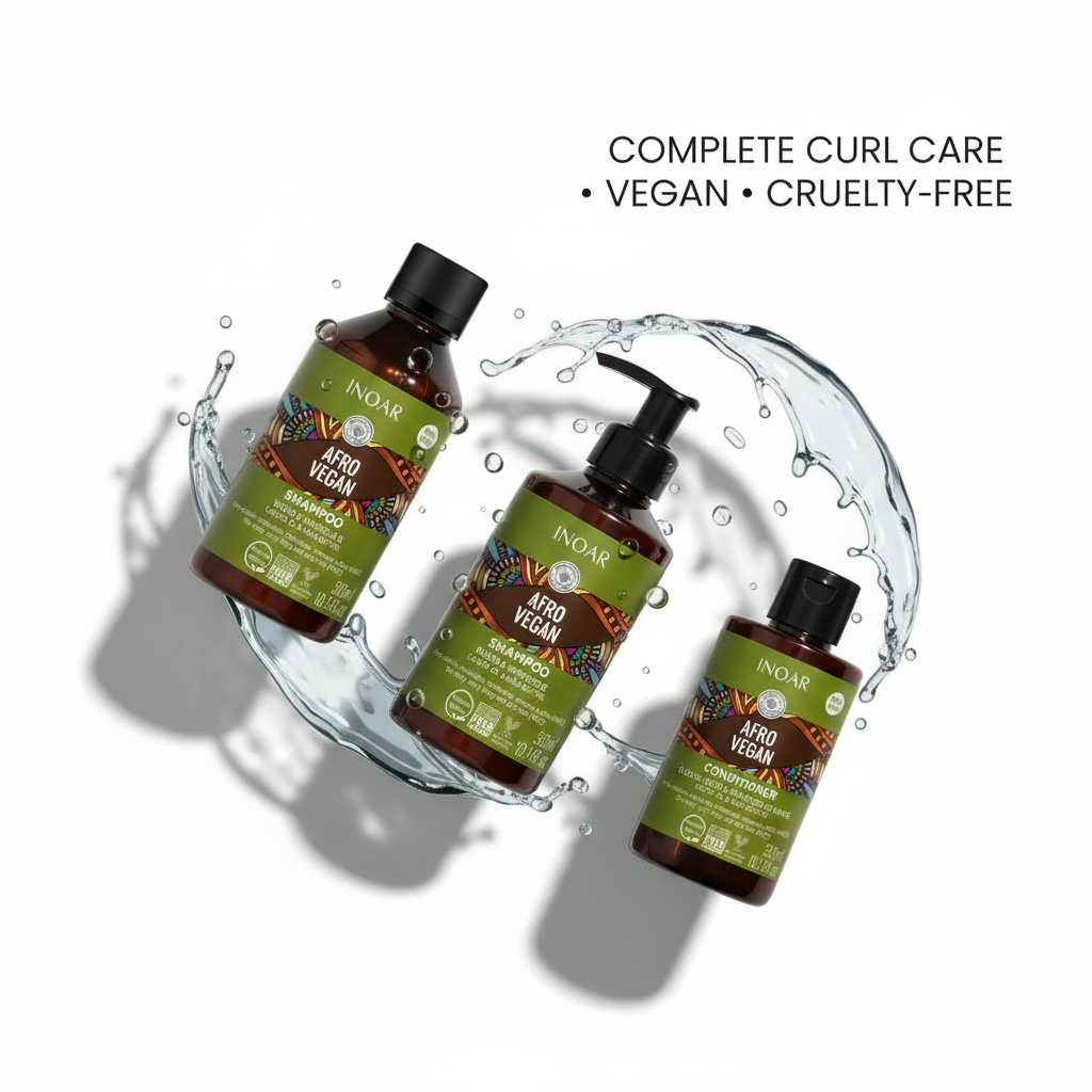Inoar Afro Vegan Complete Wash & Care Bundle - 3-Step Curl System