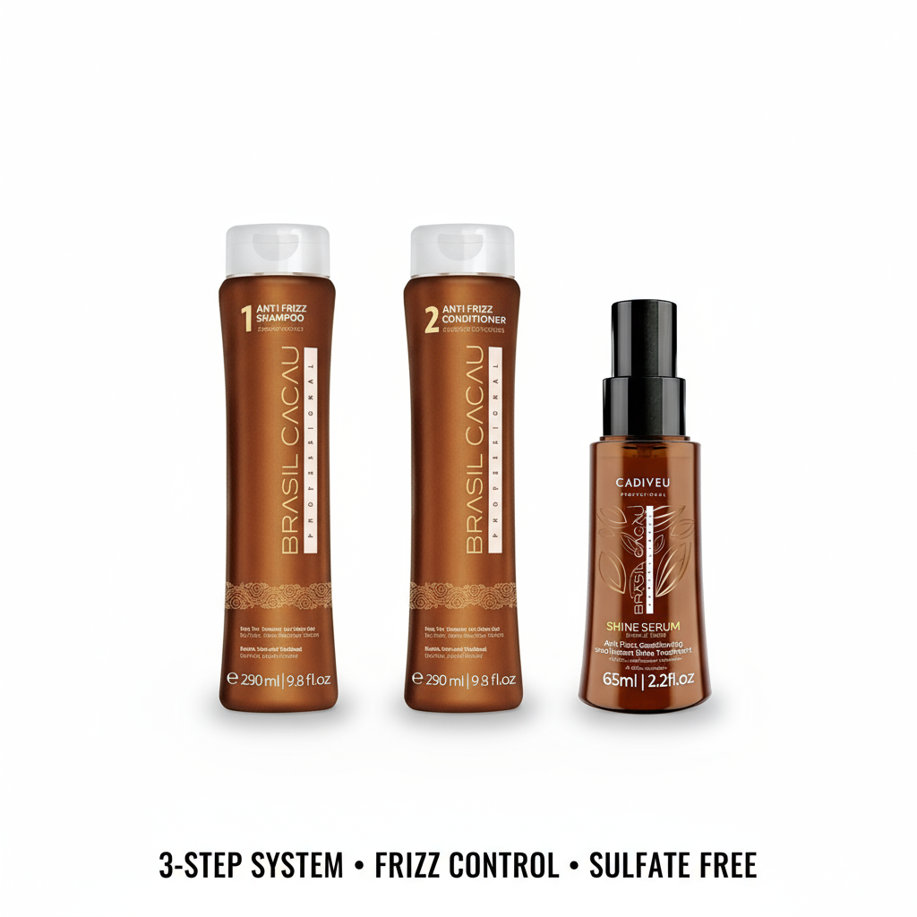 Brasil Cacau Anti-Frizz Complete System Bundle - 3-Step Sulfate-Free Frizz Control with Shine