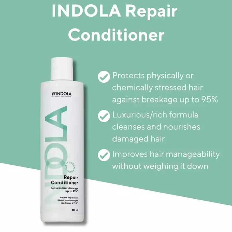 INDOLA Repair Conditioner: Repairs damaged hair, reduces breakage, and improves manageability. Buy now!