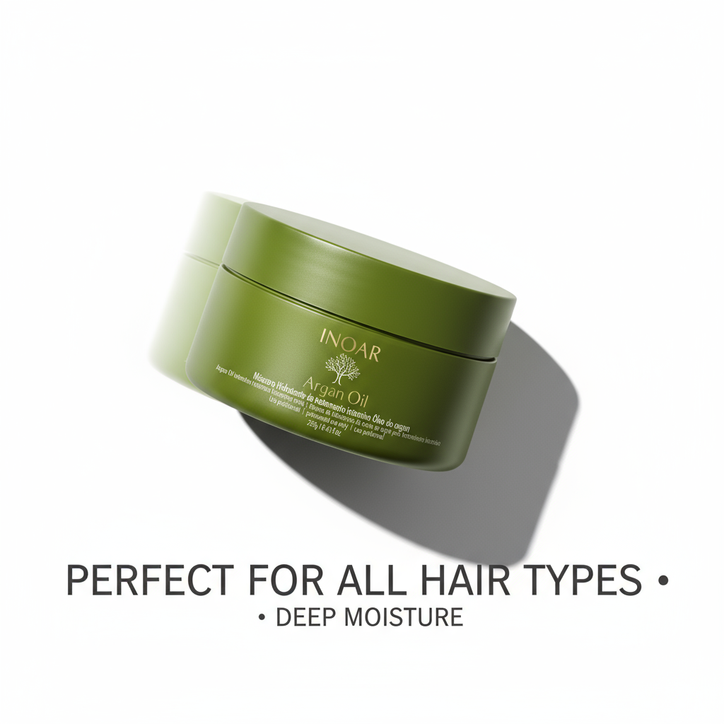 Inoar Argan Moisture Mask green jar for deep moisture perfect for all hair types