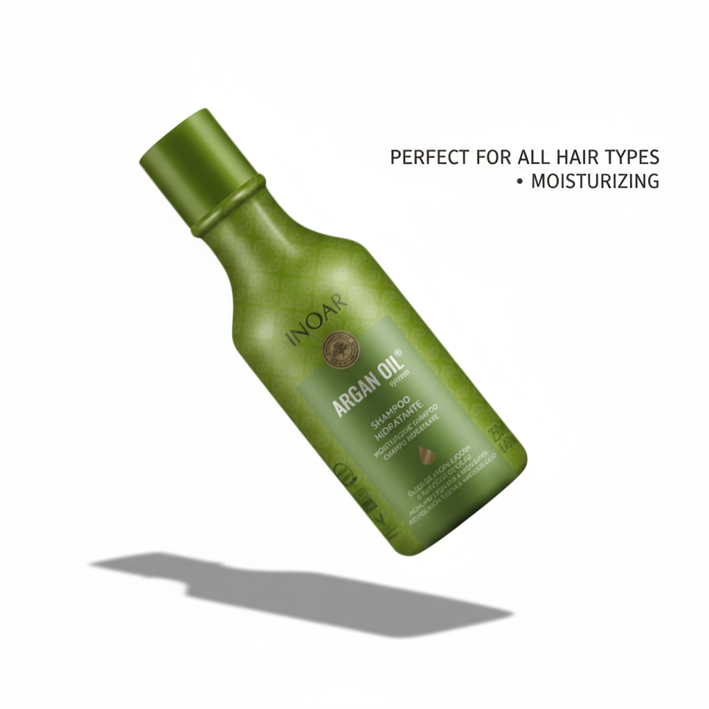 Inoar argan moisturizing shampoo green bottle for all hair types hydrating hair care
