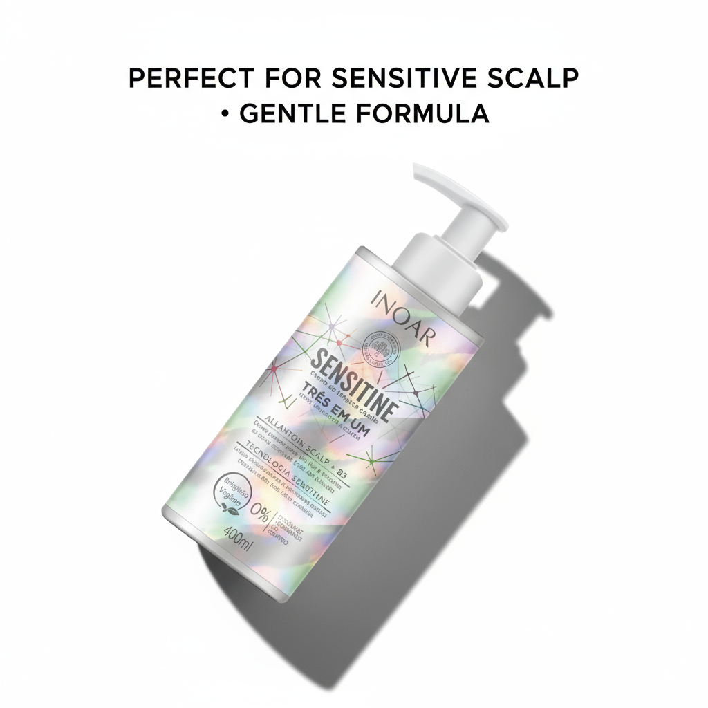Inoar Sensitine gentle hair cleansing lotion for sensitive scalp in 400ml pump bottle