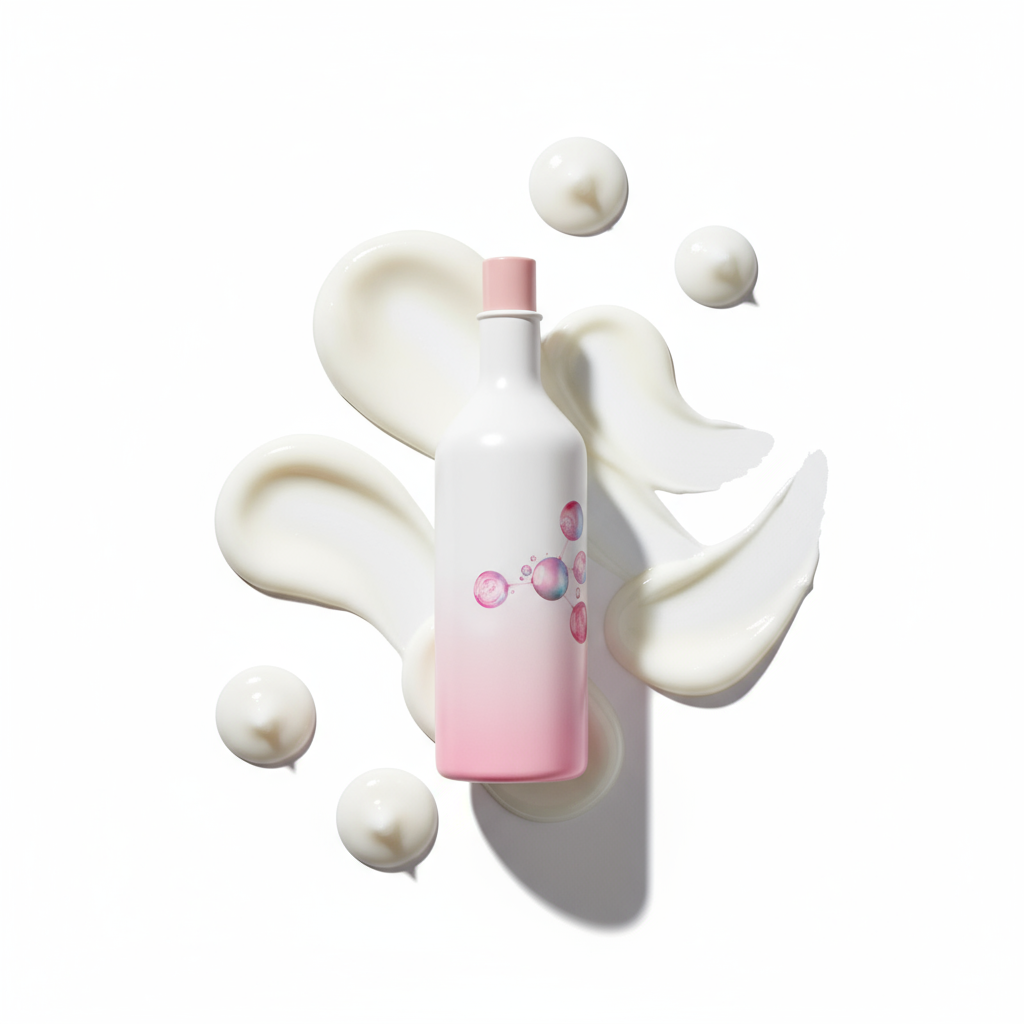 INOAR Glycolic Force Conditioner bottle with creamy conditioner swirls on white background