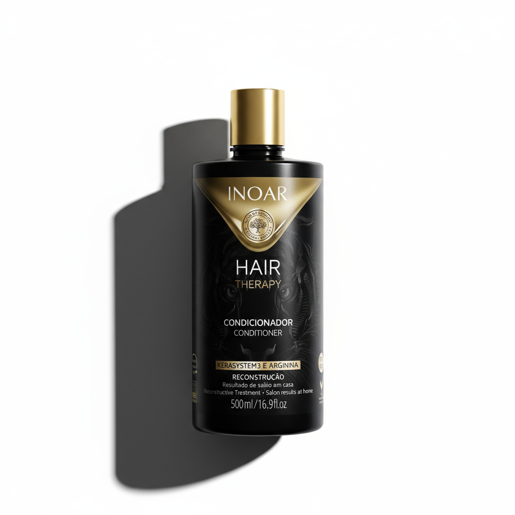 Inoar Hair Therapy Conditioner black bottle with gold cap 500ml for hair reconstruction