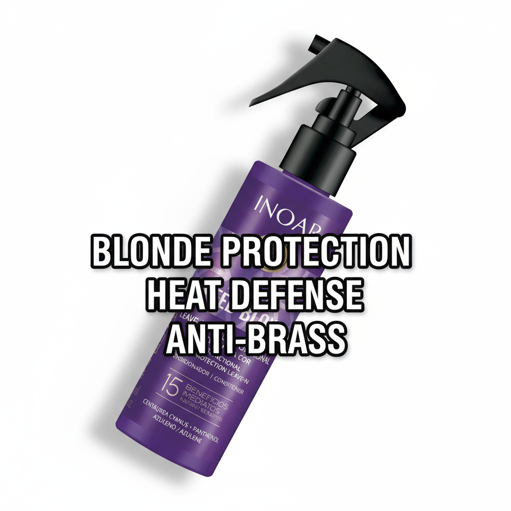 Inoar Absolut Speed Blond Leave-In purple spray bottle for blonde protection heat defense and anti-brass treatment
