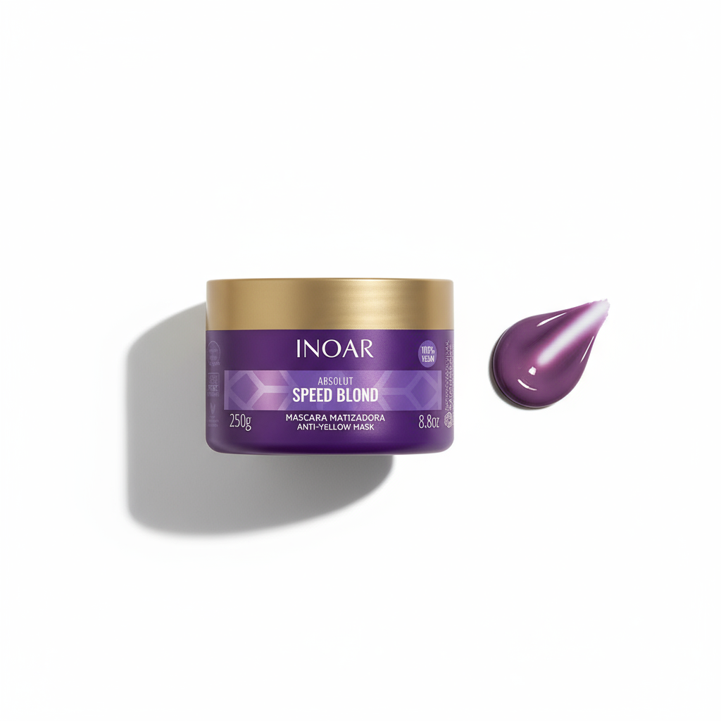 Inoar hair masque purple mask for brassy blonde hair with anti-yellow formula and gold lid