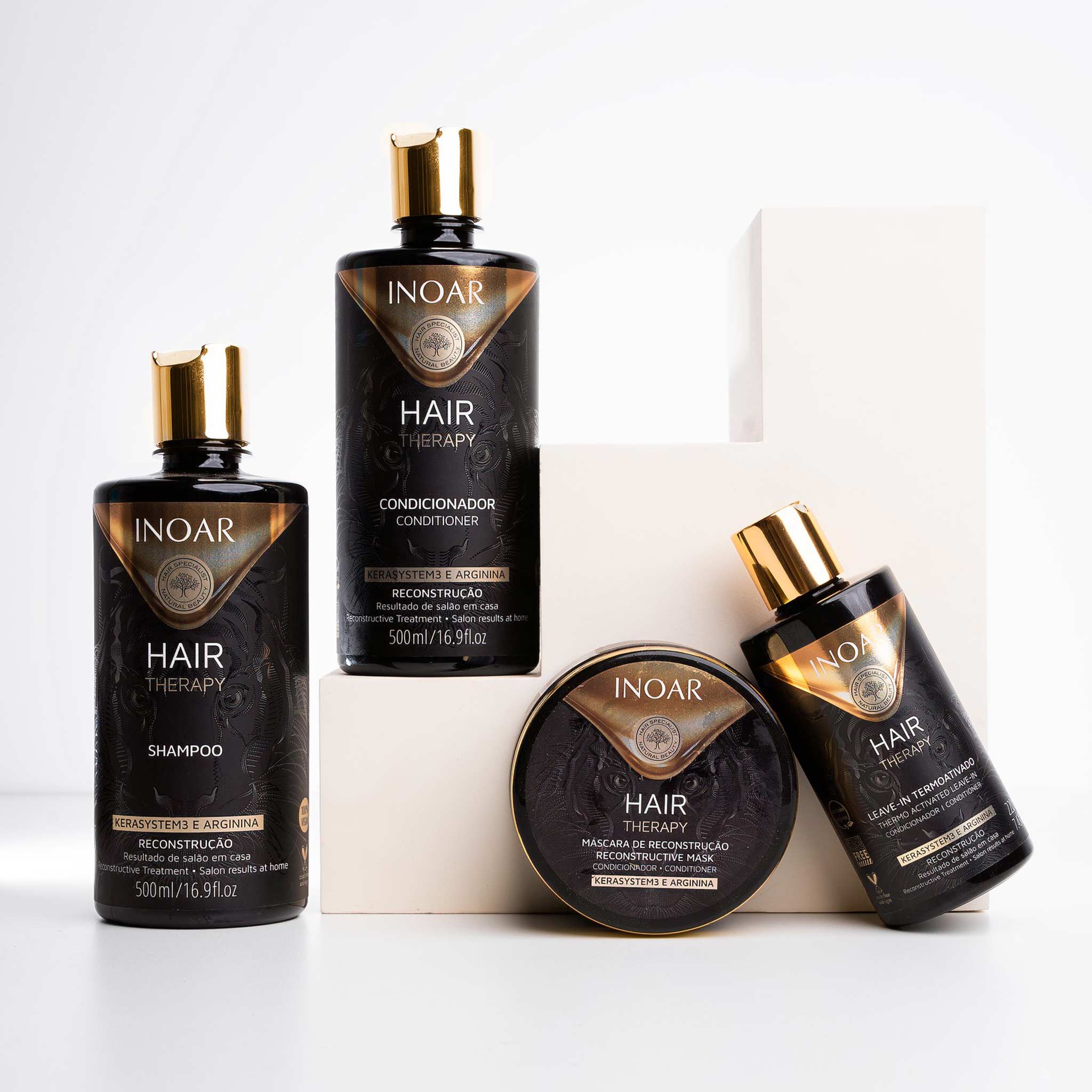 INOAR Hair Therapy Set: Shampoo, Conditioner & Mask for Hair Reconstruction. Complete Hair Care Routine!