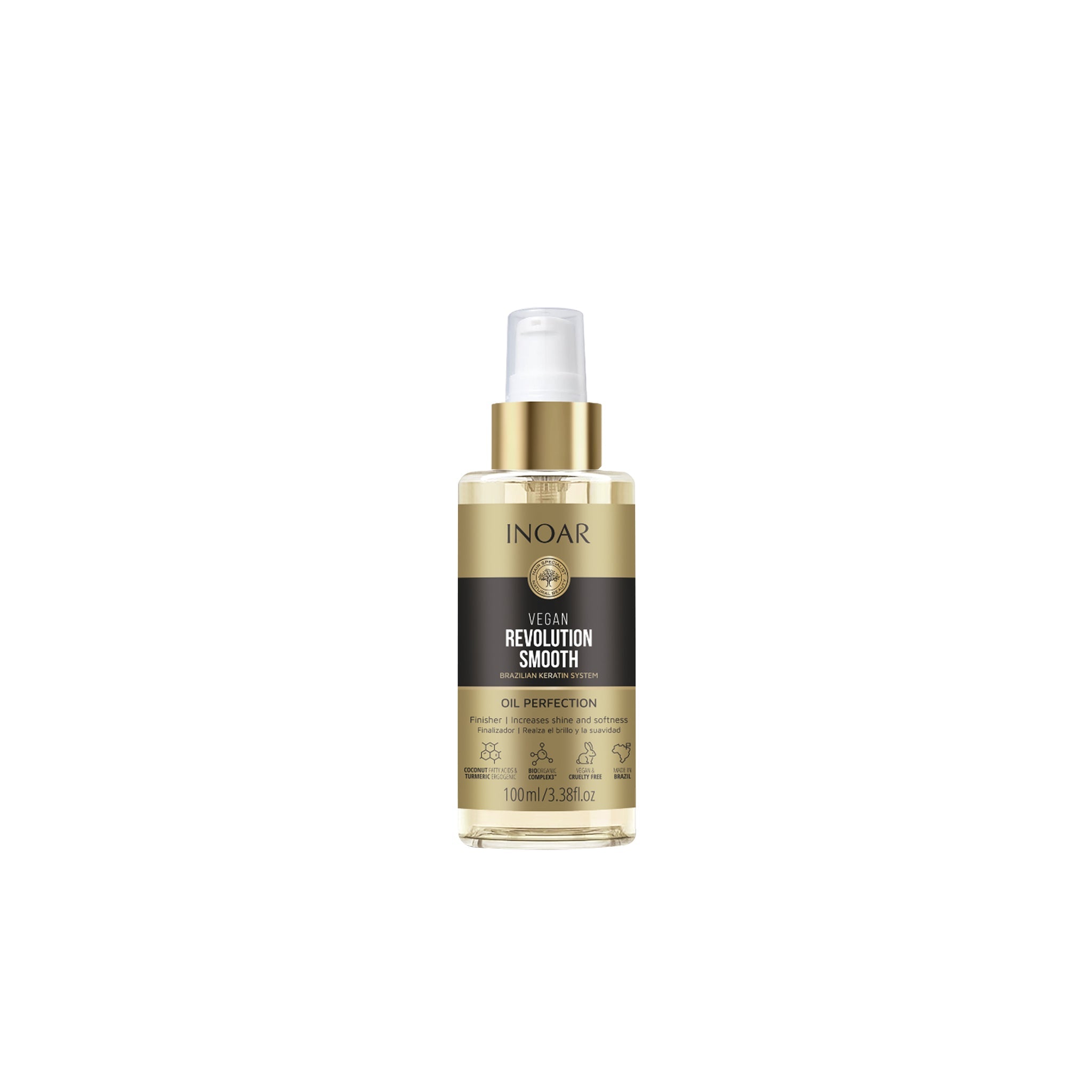 INOAR Revolution Smooth Perfection Oil 100ml offers frizz-free, shiny hair with its bio-organic formula for ultimate care.