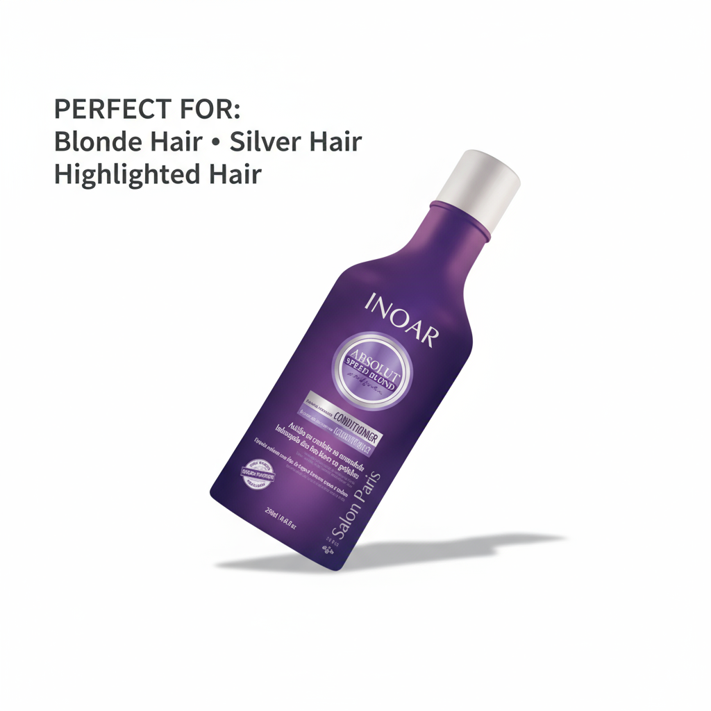 Inoar violet toning conditioner for blonde hair in purple bottle perfect for blonde silver and highlighted hair